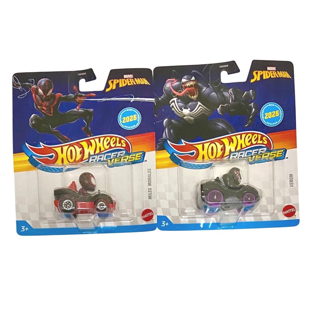 MILES MORALES Spiderman & Venom Disney Hot Wheels Racer‎ Verse Character Cars